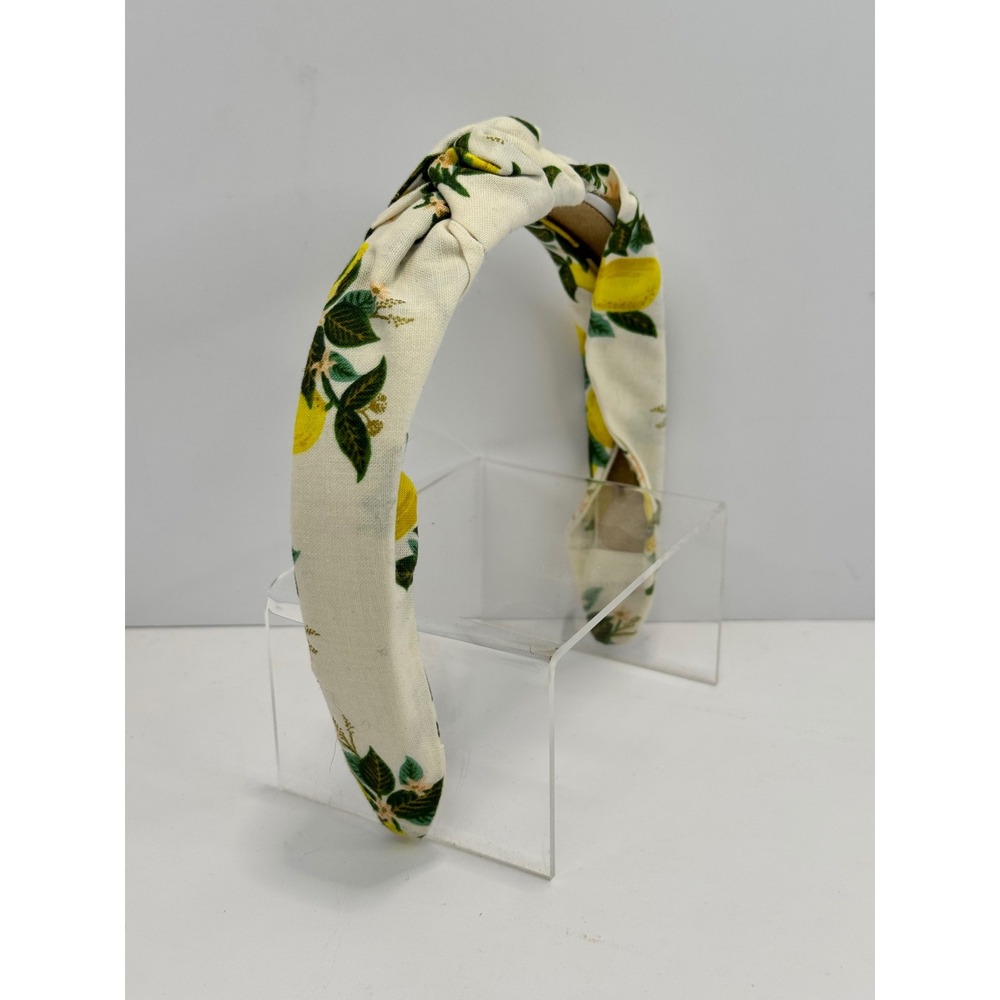 Lemon Print‎ Knotted Headband Yellow Citrus Fruit Cream Summer Hair Accessory